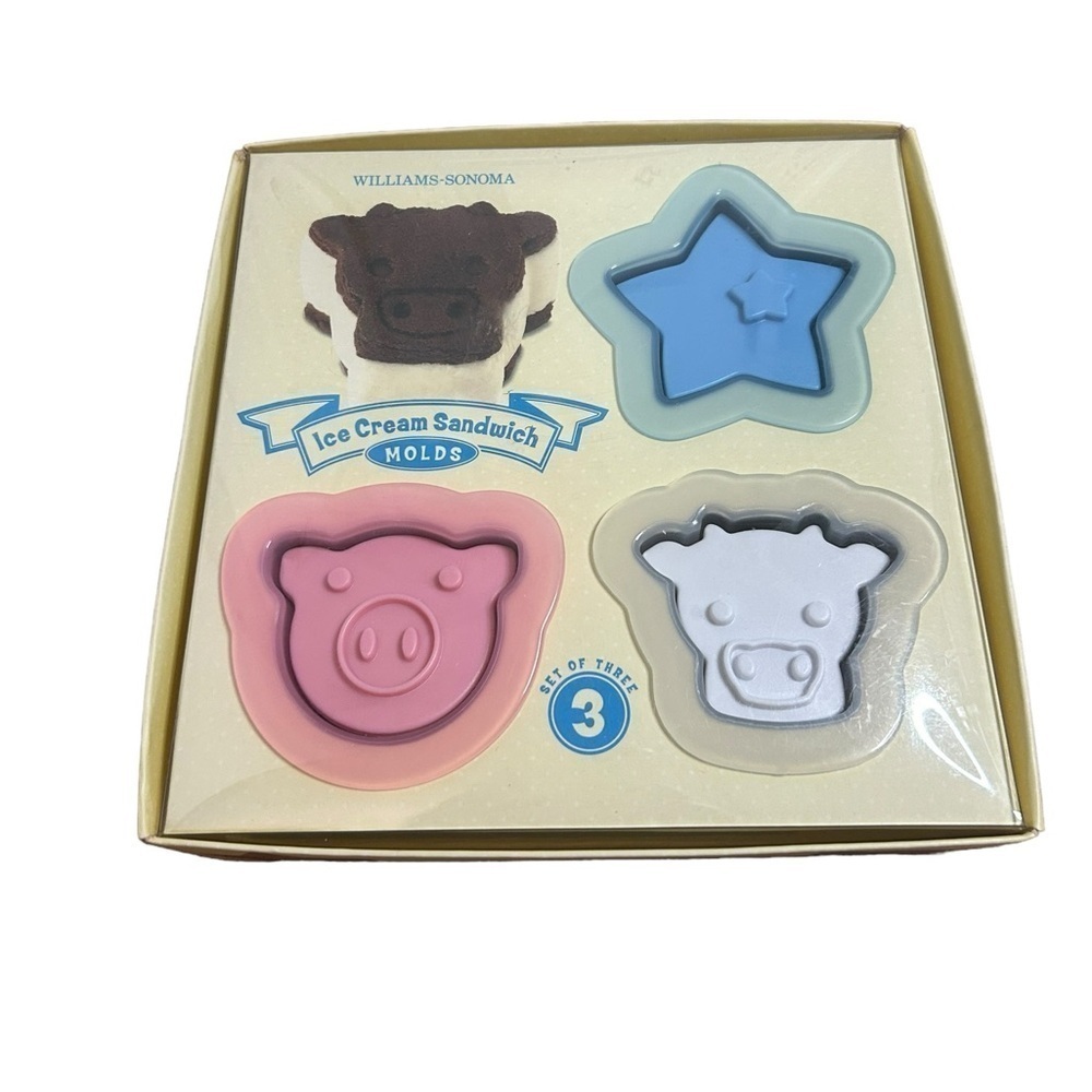 2006 Williams Sonoma Ice Cream Sandwich Molds Cow Pig Star Set